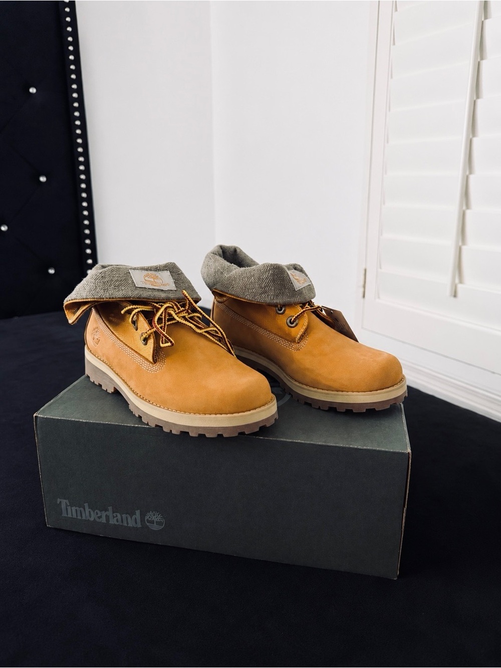Timberland Juniors Wheat Nubuck Fold-Over Collar Boots